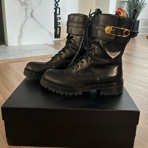 Sold out Versace paper clip combat boots with box and dust bag size 39